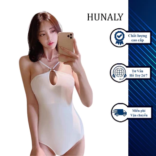 Bikini 1 mảnh liền thân yếm hở lưng đi biển che bụng khoét cá tính sành điệu thời trang du lịch Hàn Quốc 2558 D-3