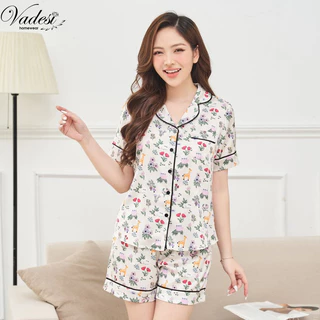 Đồ Bộ Pijama Đùi Cộc VADESI Nữ Luạ Cao Cấp Mặc Nhà Mùa Hè Mát Mềm Nhiều Họa Tiết Đẹp