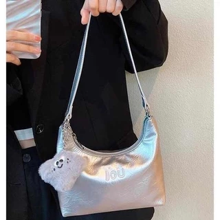 Túi xách nữ túi đeo vai đi chơi đi học đeo chéo chất da pu màu bạc xinh xắn mã t606