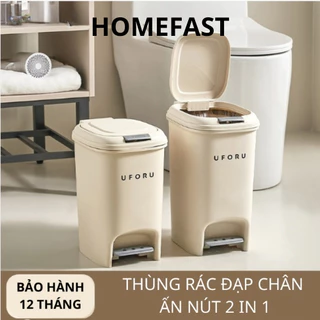 Thùng rác đạp chân thông minh Uforu cao cấp, thùng rác ấn nút mở nắp chất liệu nhựa PP phong cách hiện đại UF448