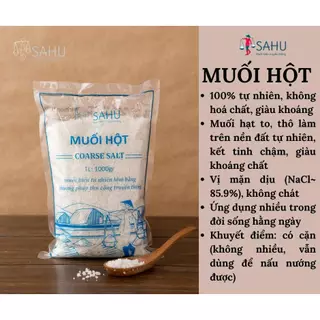 Muối hột SAHU gói 1 kg muối biển tự nhiên phơi trên ruộng đất sét vùng đất Sa Huỳnh Quảng Ngãi