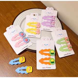 Set 2 kẹp tóc mái cho bé gắn charm dễ thương