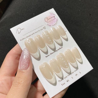 Nailbox thiết kế NÂU NUDE By Charming- Tặng set dụng cụ móng úp móng giả thiết kế đi chơi đi tiệc sang chảnh tiểu thư