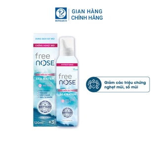 Xịt mũi Free Nose dùng cho trẻ 3 tháng tuổi giúp loại bỏ dịch nhầy, giảm sưng niêm mạc mũi, ưu trương chai 120ml