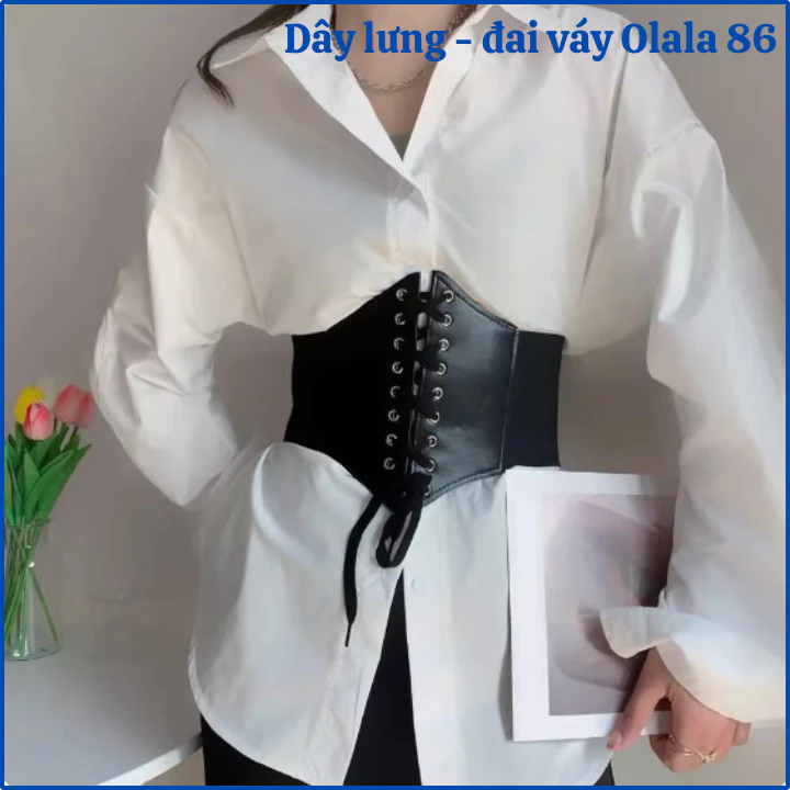 Đai nịt bụng Corset bản to, áo định hình cơ thể phong cách  Gothic quyến rũ da PU đẹp OLL293