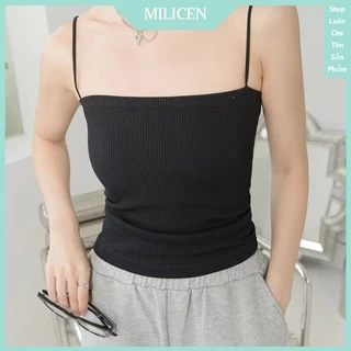 Áo Hai Dây Nữ Cotton Nâng Ngực , Áo Bra Croptop Có Mút Ngực Mỏng Có thể Tháo Rời