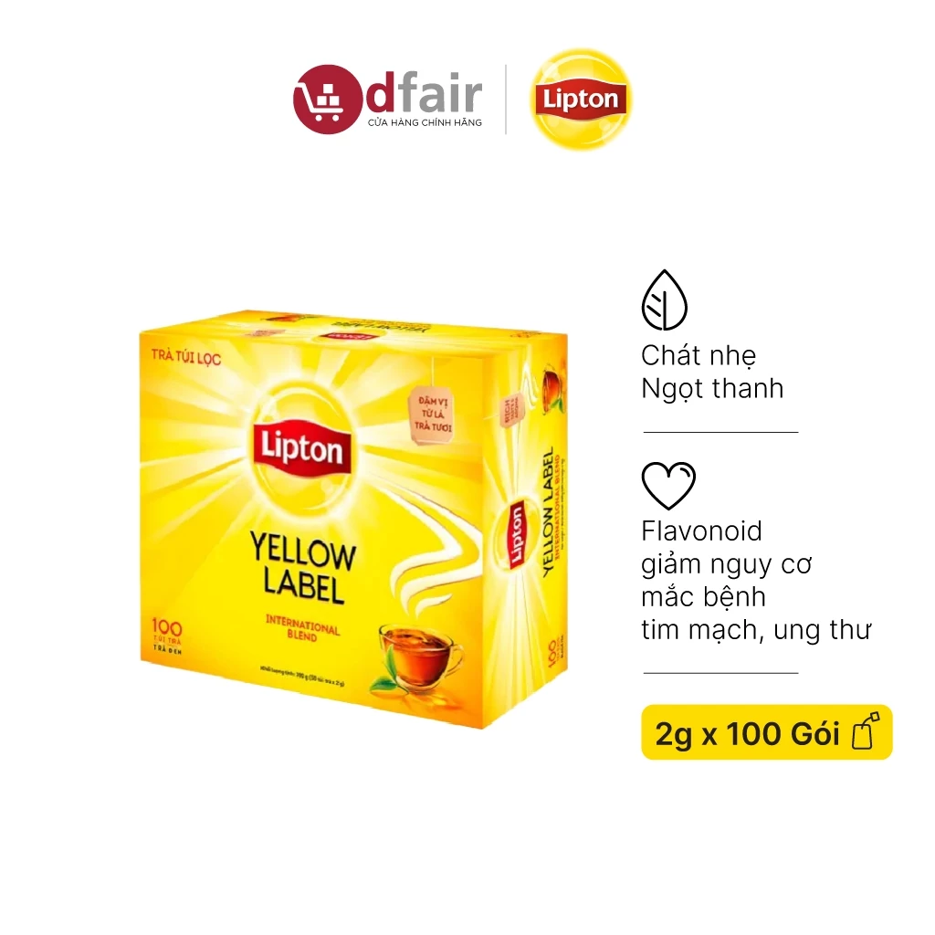 Trà Túi Lọc Lipton Nhãn Vàng 2g X 100 Gói