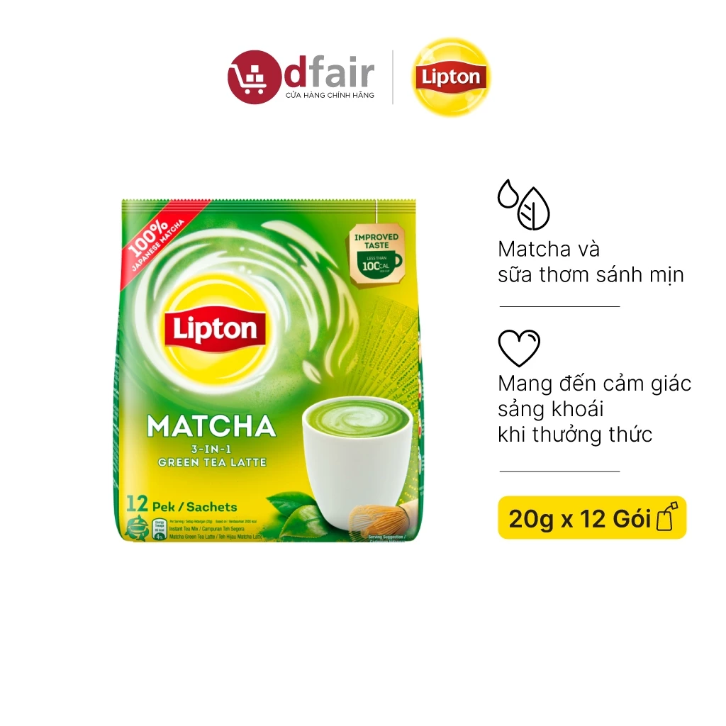 Lipton Trà Sữa Matcha Green Latte (12gói/20g)