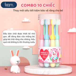 Set 10 bàn chải đánh răng trẻ em TOAM lông tơ siêu mềm từ 2-8 tuổi bảo vệ nướu chăm sóc răng miệng cho bé