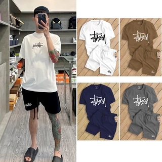 🔥Hot🔥 Bộ Quần Áo Thun Stussy Form Unisex Big Logo Chữ Thun 100% cotton 2 chiều - Áo Cộc Tay Mùa Hè Hàng Full Box