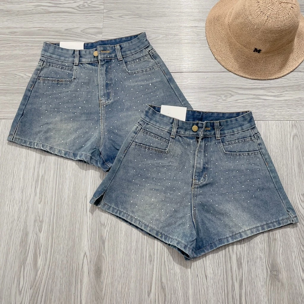 [CÓ SẴN] Quần Short Jeans Đính Đá / Quần Sooc Đính Đá Jeans Cao Cấp