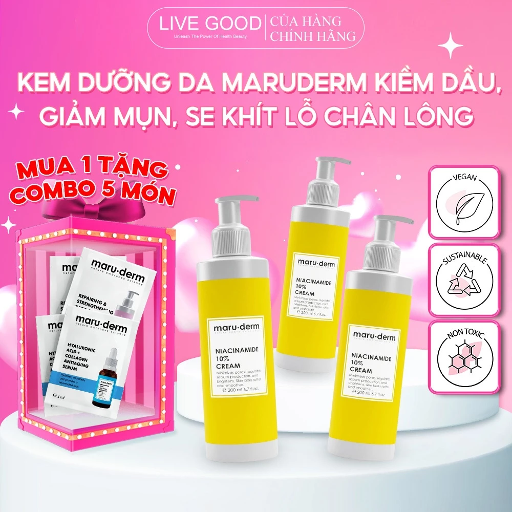 Kem dưỡng da Maruderm Niacinamide 10% Cream kiềm dầu, giảm mụn và se khít lỗ chân lông 200ml