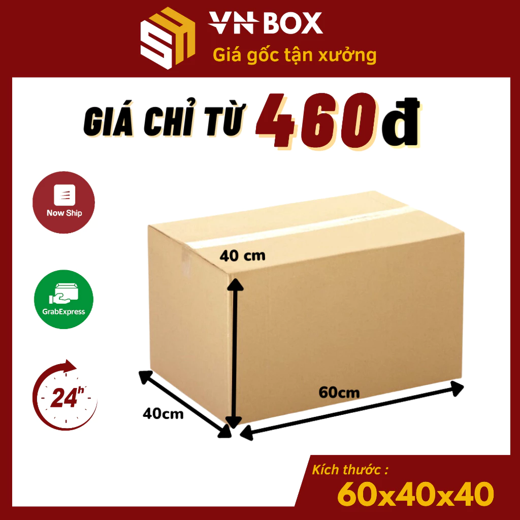 60x40x40 Thùng carton to thùng chuyển nhà chuyển văn phòng đóng đồ đóng hàng tiện lợi- VN Box