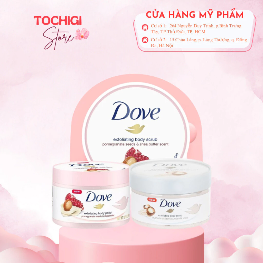 Kem Tẩy Tế Bào Chết Body Dove Chăm Da Sáng Mịn, Giữ Ẩm, Dưỡng Trắng 225ML Bản Đức x78 Tochigi Store