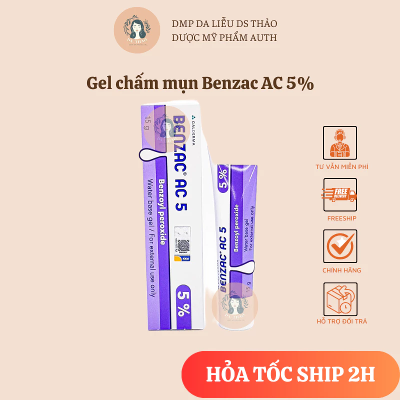 Kem hỗ trợ giảm mụn - Benzac AC 5 5% 15g