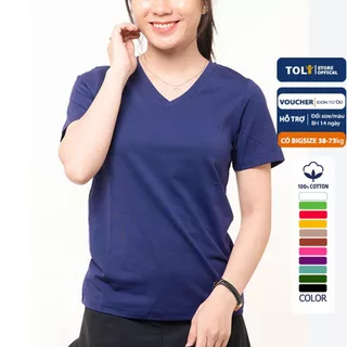 Áo thun trơn nữ cổ tim TOLI 16 màu Form vừa dáng suông, vải cotton 4 chiều mềm mịn - BSA25