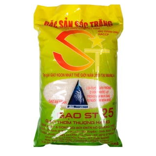 Gạo ST25 ngon nhất thế giới thơm dẻo mềm cơm (5kg - bao ép - hàng nội địa)