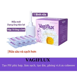 VAGIFLUX Bình rửa vệ sinh phụ nữ gồm 1 bình rửa và 10 lọ muối, tạo thành dung dịch vệ sinh rửa phụ khoa sâu ưu