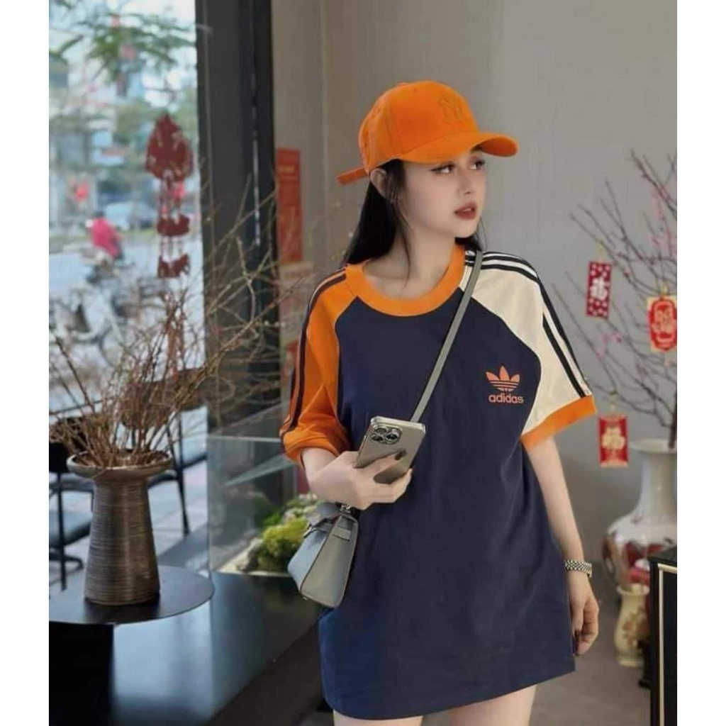 Áo Thun Adidas Logo Unisex Form Rộng Sọc Tay Phối Màu Đen Trắng, Áo Thun Adidass Nam Nữ Chất Cotton Mát Hotrend 2024