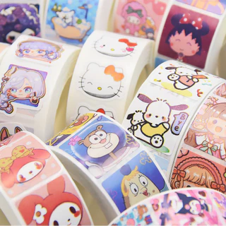 Cuộn 500 sticker khen thưởng hoạt hình ngộ nghĩnh, tem dán sticker