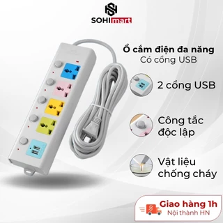 Ổ cắm điện đa năng có cổng usb, ổ cắm thông minh dây cáp dày chống giật, an toàn-OC001.