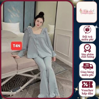 Set Đồ Bộ Pyjama Lụa Kate Tay Dài Quần Dài Siêu Mát Siêu Rẻ Siêu Đẹp Hàng Thiết Kế Tại Xưởng MunLove