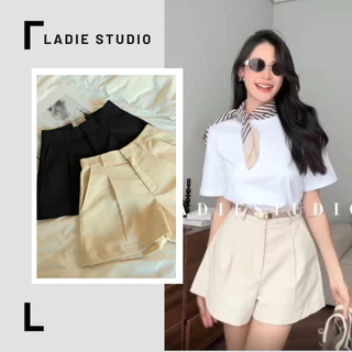 Quần Short nữ lưng cao chất Linen dày dặn có túi, Fansie Short, QS01, Ladie Studio