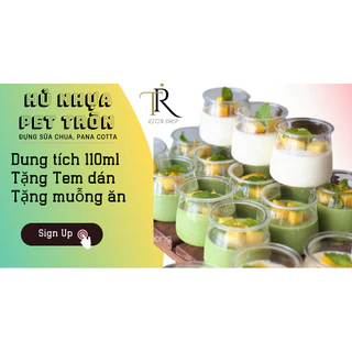 {Tặng tem dán+muỗng} Combo 70 hủ nhựa Tròn trong suốt đựng sữa chua , pana cotta kèm nắp, 110ml Đựng Đồ Ăn Đựng Gia Vị