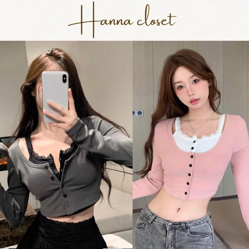 Min Top - Áo tay dài nữ trend 2 lớp thoáng mát dáng croptop xinh xắn tôn dáng dễ mặc du lịch đi chơi