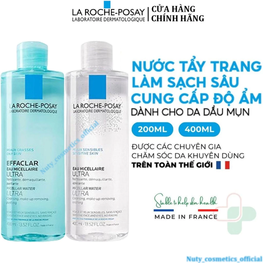 Nước tẩy trang La Roche-Posay sản xuất tại Pháp giúp làm sạch da dành cho da dầu và da nhạy cảm 400ml [ MẪU MỚI ]