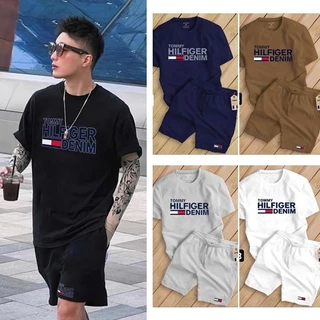 🔥Hot🔥 Bộ Cộc Thun TOMMY Hilfiger Denim Vải Cotton, Bộ Thom vải thông hơi thoáng mát, logo thêu sắc nét