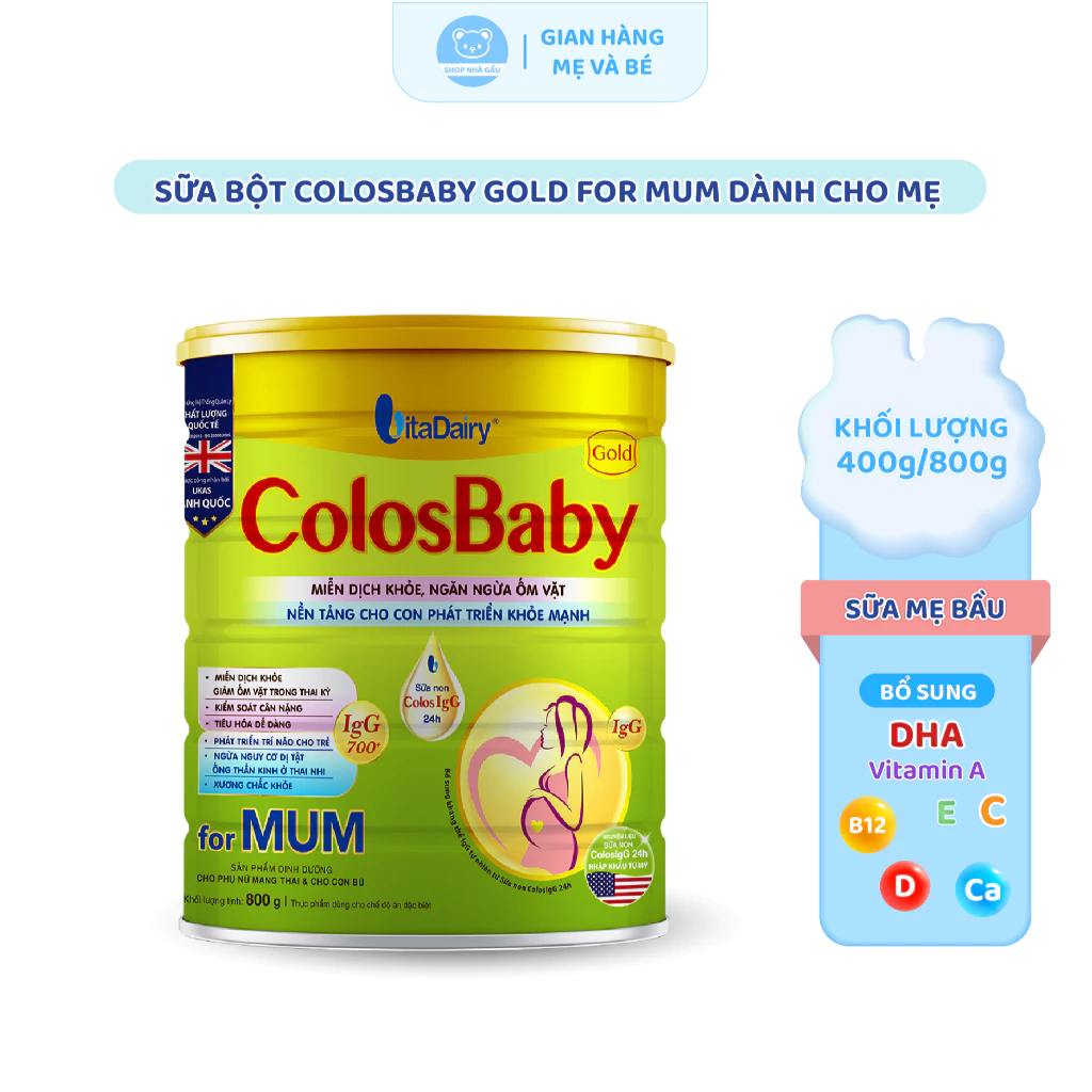 Sữa Bột COLOSBABY GOLD FOR MUM Dành Cho Mẹ Với Sữa Non IgG Mỹ Hỗ Trợ Miễn Dịch & Phát Triển Bé Khỏe Hộp 400g/800g