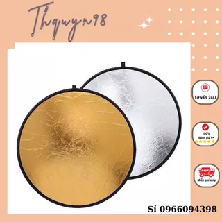 Tấm hắt sáng, tấm phản quang tròn kích thước 30cm/60cm/80cm/100cm 2 màu trong 1 vàng/bạc dùng tăng sáng chuyên nghiệp