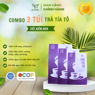 [ COMBO 03 TÚI ] Trà tía tô Thái Hưng - Tăng sức đề kháng, giảm ho, tiêu đờm, giải cảm, đẹp da 25 Túi Lọc 125g