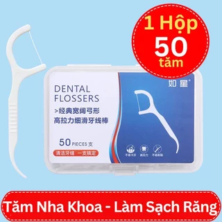 Tăm Chỉ nha khoa,  xỉa răng không đau, hộp 50 cây