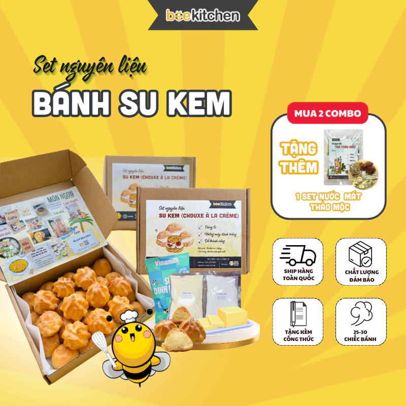 Set Làm Bánh Su Kem Nhà Bee - Thành phẩm 25-30 bánh ngọt ngào béo ngậy