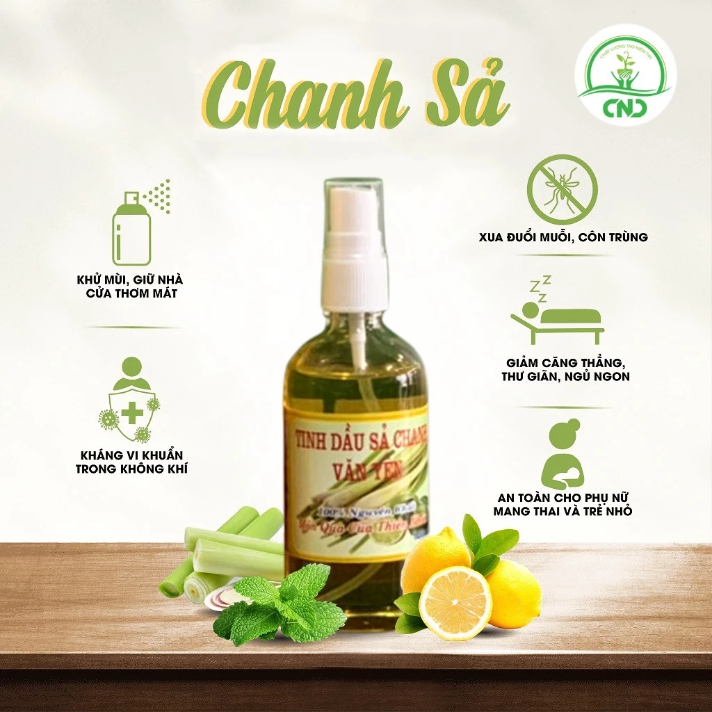 Tinh dầu Sả Chanh Nguyên Chất 100% tự nhiên, Đuổi muỗi,Xông phòng,Thơm phòng, Massage - 50ml