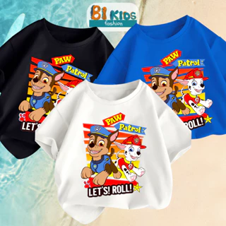 Áo thun bé trai Bi Kids, Áo phông bé trai 100% cotton tự nhiên họa tiết đội chó cứu hộ, BST Paw Patrol 02