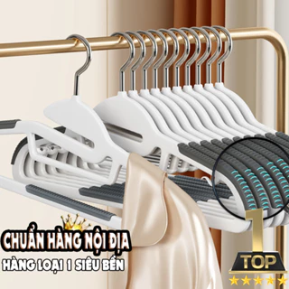 Bộ 10 Móc treo áo chống trượt LD thiết kế điểm G thông minh, đầu xoay 360, không để lại dấu vết