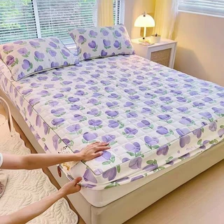 Bộ ga gối 3 Món Cotton đũi dệt bông xơ đậu lành ga gối trần bông đũi cotton, kèm 2 vỏ gối