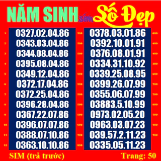 SIM ĐẸP viettel 09 NĂM SINH - TR22,15,16,50 - Dễ Nhớ - Phong Thuỷ * SIM nhiều người yêu thích