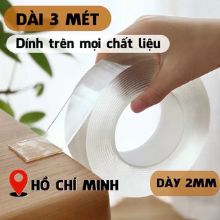 Cuộn Băng Keo 3M 2 Mặt, Keo Dán 3M Siêu Dính Dài 3 mét dày 2 mm