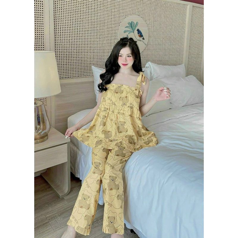 🍀Bộ Đồ Ngủ Nữ Pijama đùi dài ren bèo tay