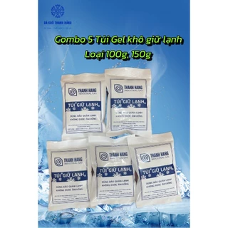 Combo 5 Túi đá Gel khô giữ lạnh loại 100g,150g dùng trong Thực phẩm và Y Tế