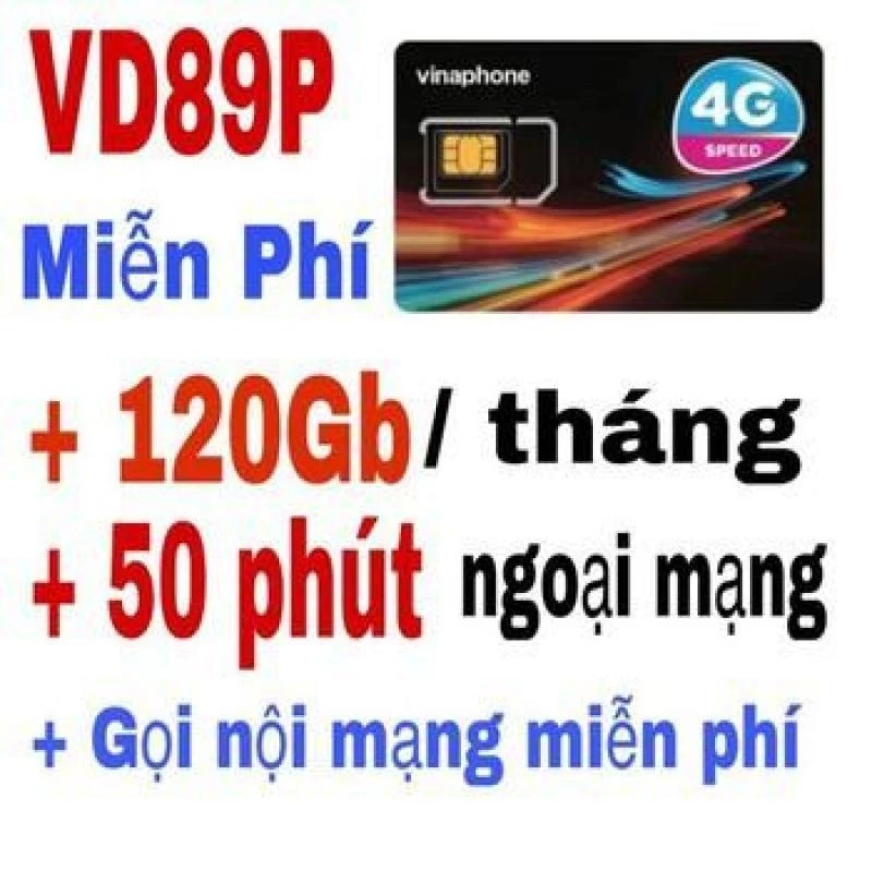 SIM 4G VINAPHONE VD89P KM 4GB/NGÀY 50P NGOẠI MẠNG MIỄN PHÍ NỘI MẠNG