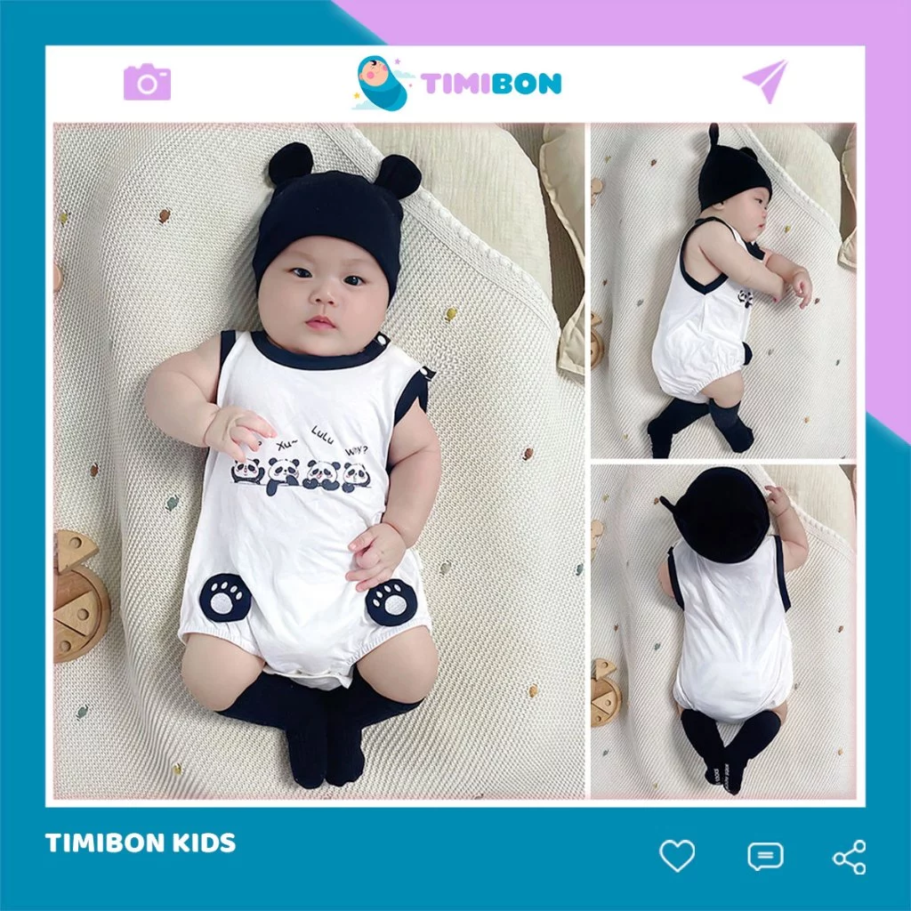 [ Vải Thun Lạnh ] Body Chip 3 Lỗ Gấu Trúc Panda Cho Bé Trai Gái Sơ Sinh Đến 12kg Mặc Hè Thoáng Khí - [BDCHIP27]