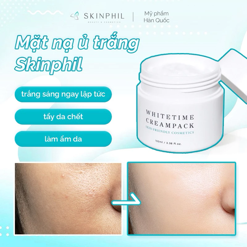 ( SKINPHIL) Set 3 Kem ủ dưỡng trắng da white time cream pack 100ml