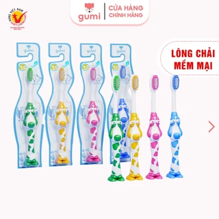 Bàn chải đánh răng cho bé Gumi cao cấp silicon lông mềm gumikid cho bé 1, 2 đến 3 tuổi làm sạch kẽ răng