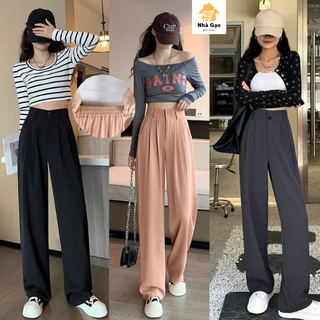 Quần Ống Rộng Nữ Culottes ,  Ống Rộng Suông Nữ (2 Nút) Lưng Thun Sau Cạp To 6cm Dáng Suông Chất Liệu Cao Cấp Nhiều Màu