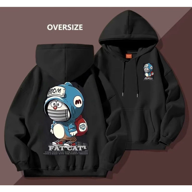 ÁO HOODIE UNISEX NAM NỮ DORAEMON CÓ BIGSIZE CHẤT NỈ NGOẠI DÀY MỊN CAO CẤP- ÁO KHOÁC CHUI TAY DÀI FORM RỘNG